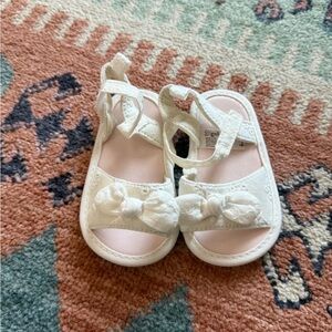 Goldbug|Baby girl white eyelet lace summer sandals with bow,6-9 months•••Girly